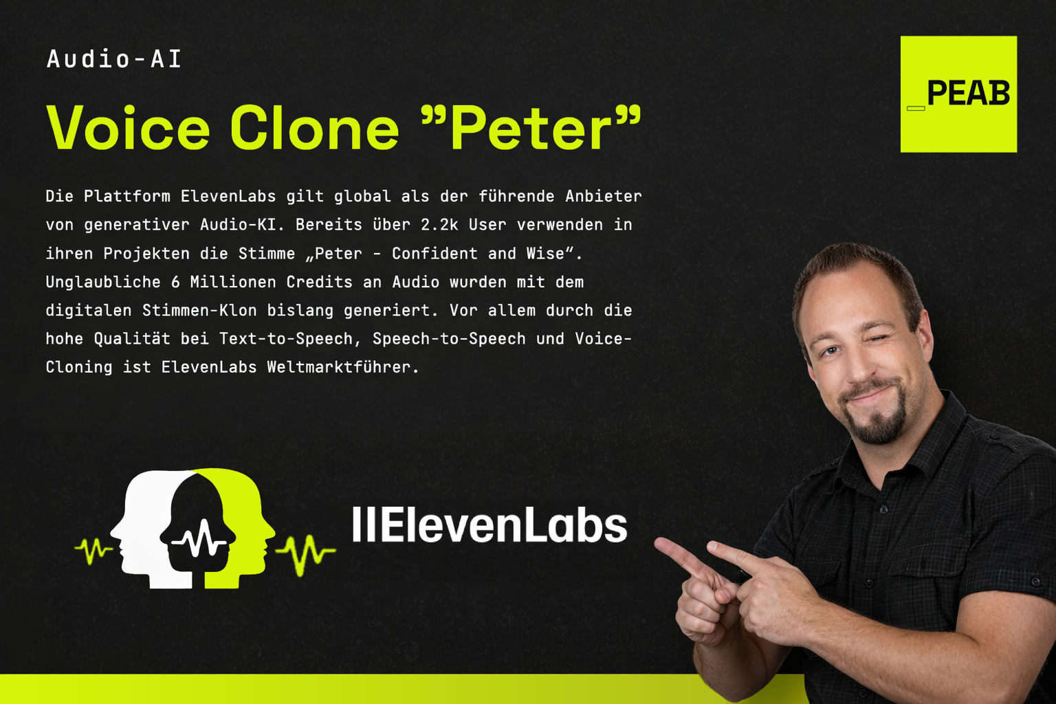 Voice Clone Peter Visual mit ElevenLabs Branding